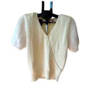 Vintage Andrea Haber Angora Blend Puff Sleeve Knit Top - Medium